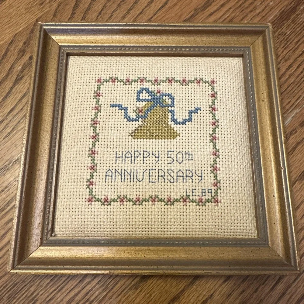 Happy 50th Anniversary Framed‎ Cross Stitch 6